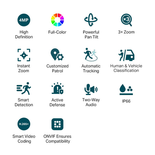 VIGI C540V VIGI 4MP Outdoor Full-Color Dual-Lens Varifocal Pan Tilt Network Camera