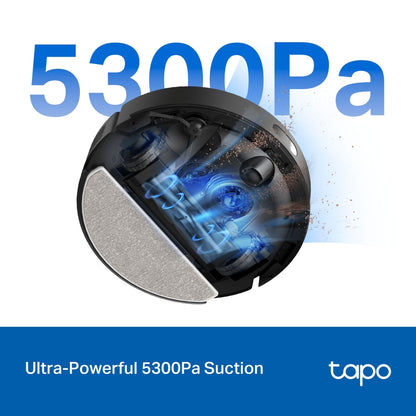 Tapo RV30 Max Plus Black 5300Pa Hyper Suction Robot Vacuum & Mop + Smart Auto-Empty Dock