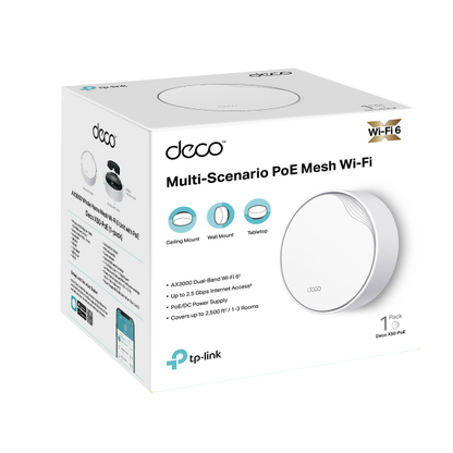TP-Link Wi-Fi 6 PoE Deco X50-PoE AX3000 Dual Band Gigabit Whole Home Mesh WiFi 6 System with PoE ( 1 Pack )
