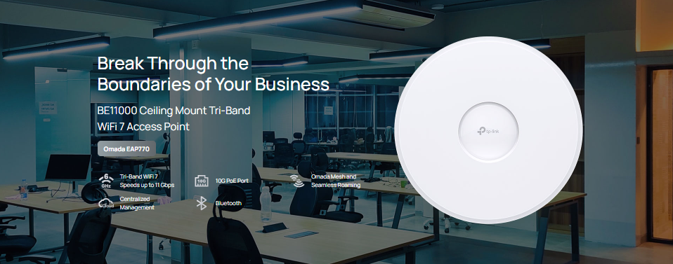 Omada EAP770 BE11000 Ceiling Mount Tri-Band Wi-Fi 7 Access Point