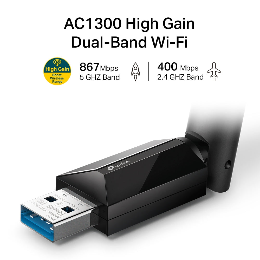 Archer T3U Plus AC1300 High Gain Wireless Dual Band USB Adapter