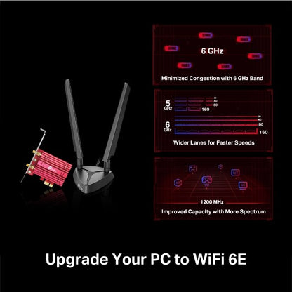 TP-Link Wi-Fi 6E Bluetooth 5.3 Card Archer TXE75E AXE5400 Tri Band Wi-Fi 6E Bluetooth 5.3 PCIe Adapter