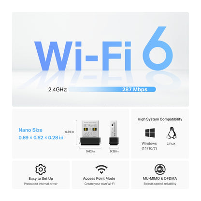 Archer TX1U Nano AX300 Nano Wi-Fi 6 Wireless USB Adapter