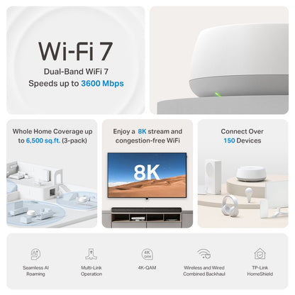 Deco BE22 ( 1 Pack ) BE3600 Whole Home Mesh WiFi 7 System