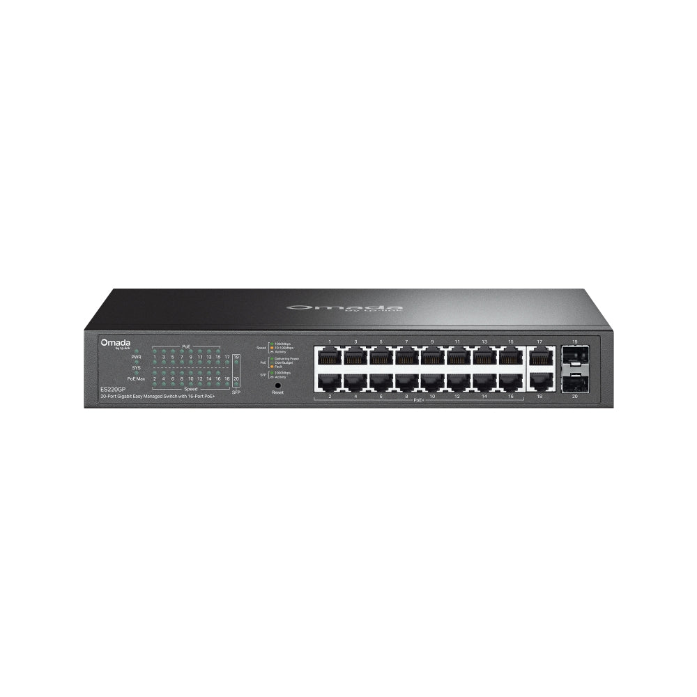 ES220GP Omada 20-Port Gigabit Easy Managed Switch with 16-Port PoE+