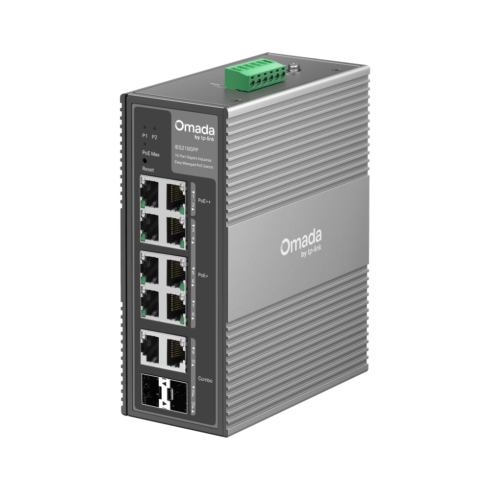 IES210GPP Omada 10-Port Gigabit Industrial Easy Managed Switch with 6-Port PoE+ and 2-Port PoE++