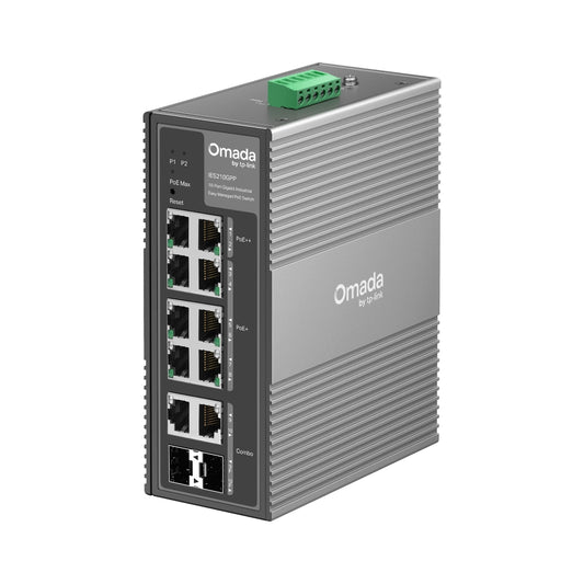IES210GPP Omada 10-Port Gigabit Industrial Easy Managed Switch with 6-Port PoE+ and 2-Port PoE++