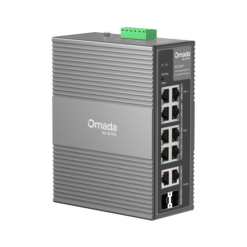 IES210GPP Omada 10-Port Gigabit Industrial Easy Managed Switch with 6-Port PoE+ and 2-Port PoE++