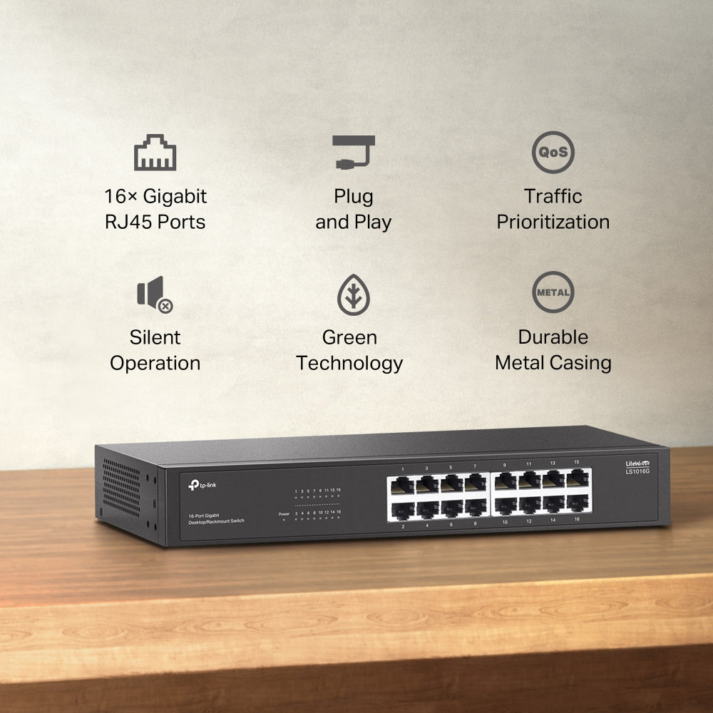 LS1016G 16-Port Gigabit Desktop/Rackmount Switch