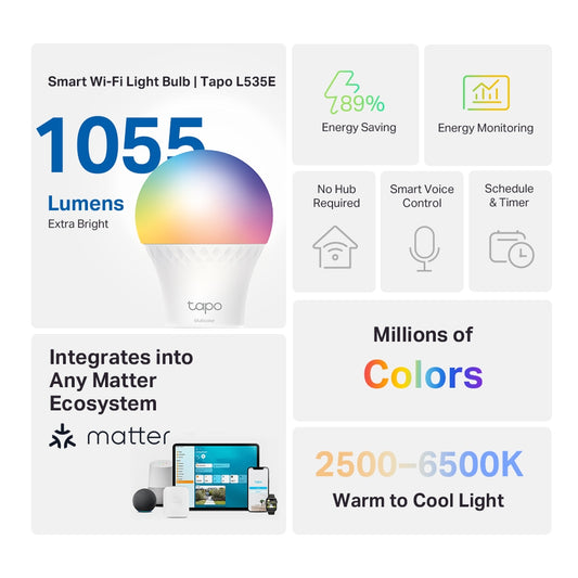 Tapo L535E  Smart WiFi Light Bulb, Multicolor