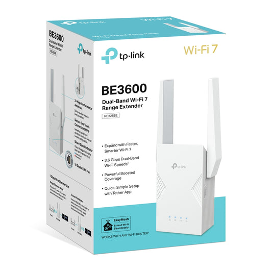 RE225BE BE3600 Dual-Band Wi-Fi 7 Range Extender