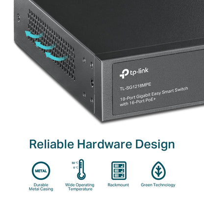 TL-SG1218MPE 18-Port Gigabit Easy Smart Switch with 16-Port PoE+