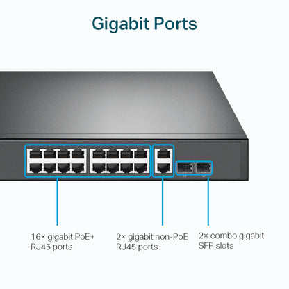 TL-SG1218MP 18-Port Gigabit Rackmount Switch with 16 PoE+