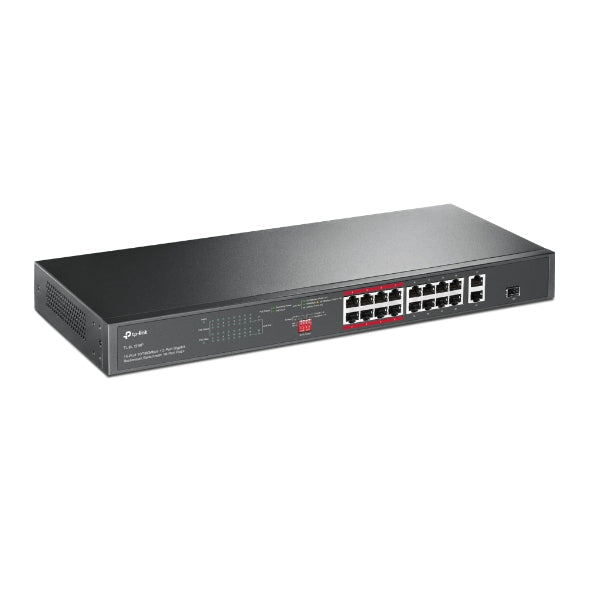 TL-SL1218P 16-Port 10/100 Mbps + 2-Port Gigabit Rackmount Switch with 16-Port PoE+