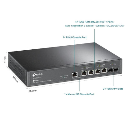 SX3206HPP JetStream 6-Port 10GE L2+ Managed Switch with 4-Port PoE++