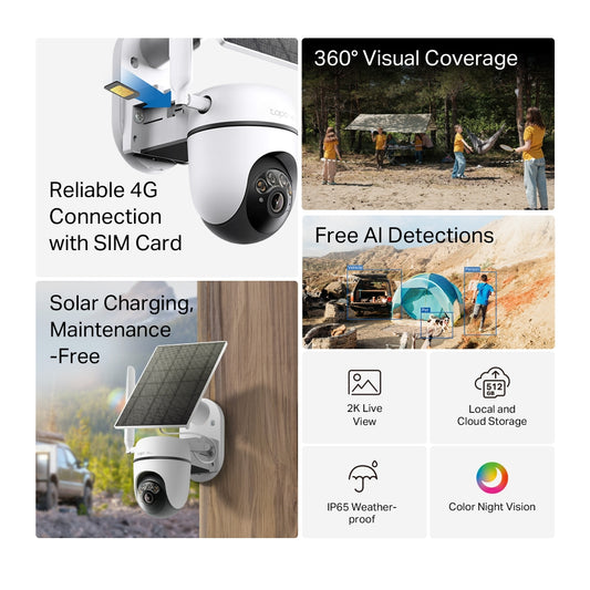 Tapo C615G KIT Solar-Powered Pan/Tilt 4G LTE Security Camera Kit