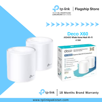 TP-Link Deco X60 AX3000 Whole Home Mesh Wi-Fi 6 System -2-Pack
