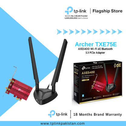 TP-Link Wi-Fi 6E Bluetooth 5.3 Card Archer TXE75E AXE5400 Tri Band Wi-Fi 6E Bluetooth 5.3 PCIe Adapter