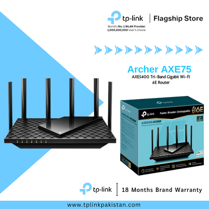 TP-Link Archer AXE75 AXE5400 Tri-Band Gigabit Wi-Fi 6E Router