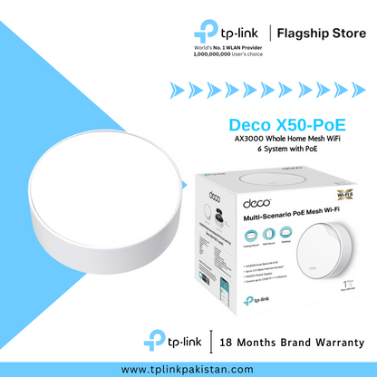 TP-Link Wi-Fi 6 PoE Deco X50-PoE AX3000 Dual Band Gigabit Whole Home Mesh WiFi 6 System with PoE ( 1 Pack )
