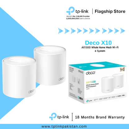TP-Link Deco X10 AX1500 Whole Home Mesh Wi-Fi 6 System(2 Pack)