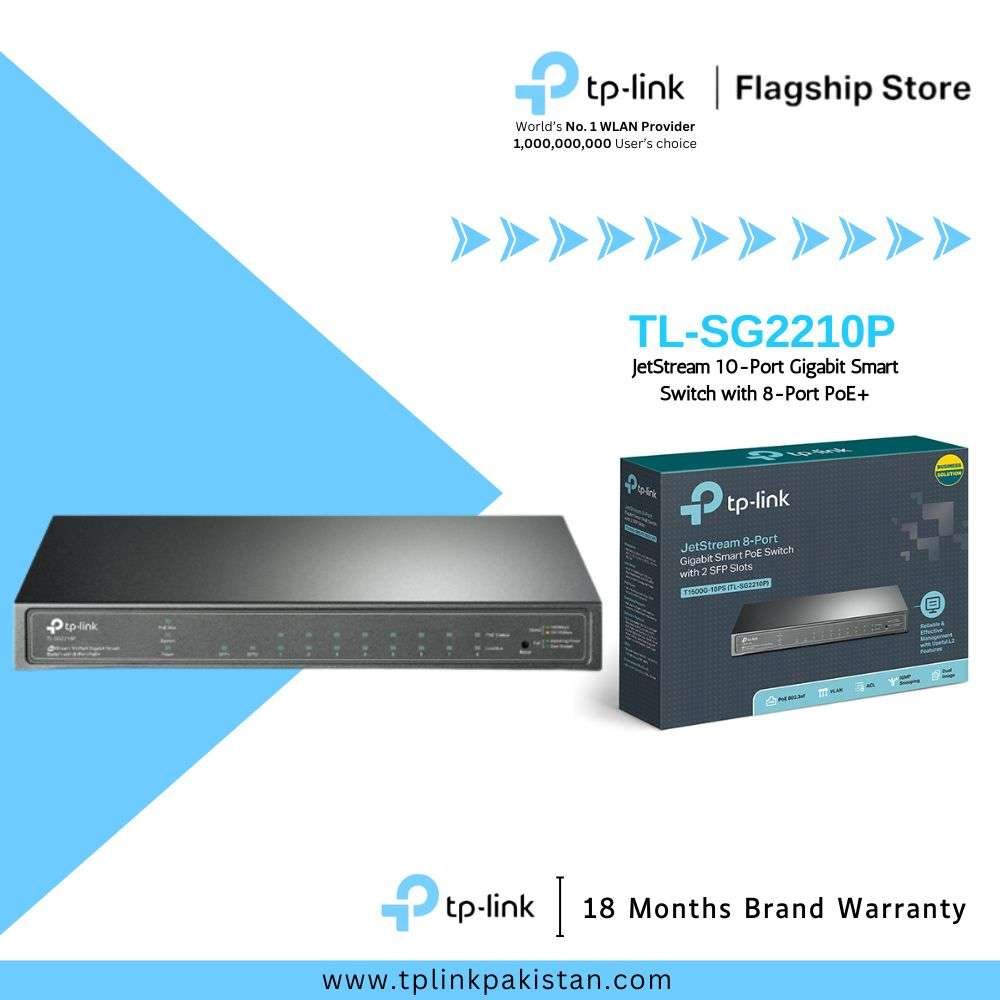 TP-Link TL-SG2210P JetStream 10-Port Gigabit Smart Switch with 8-Port PoE+