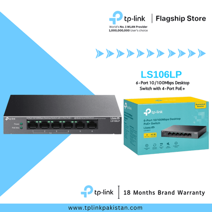 LS106LP 6-Port 10/100Mbps Desktop Switch with 4-Port PoE