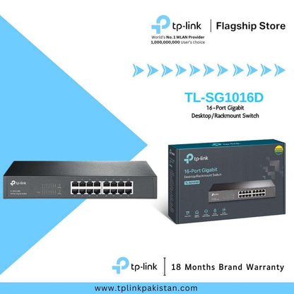 TP-Link TL-SG1016D - 16-Port Gigabit Desktop/Rackmount Switch