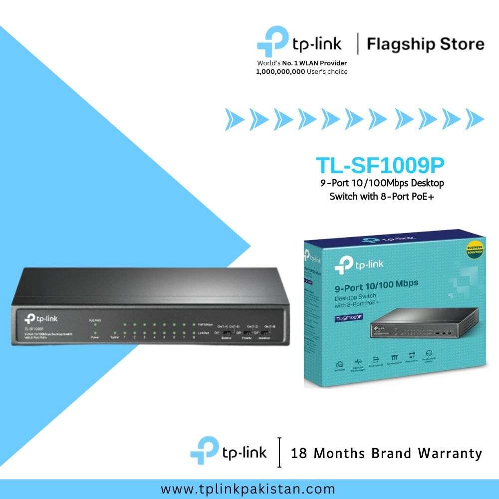 TP-Link TL-SF1009P 9-Port 10/100Mbps Desktop Switch with 8-Port PoE+